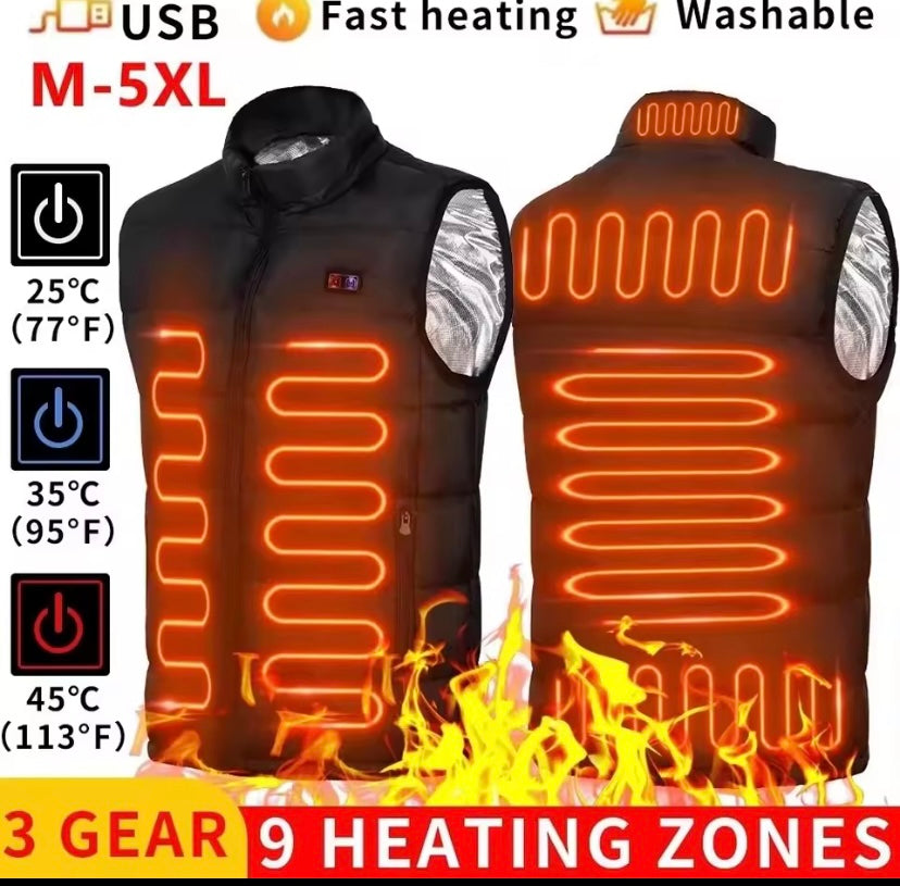 Giacca riscaldante a 9 zone, giacche riscaldanti elettriche per uomo e donna, abbigliamento sportivo, cappotto riscaldato in grafene, giacca riscaldante

USB per il campeggio